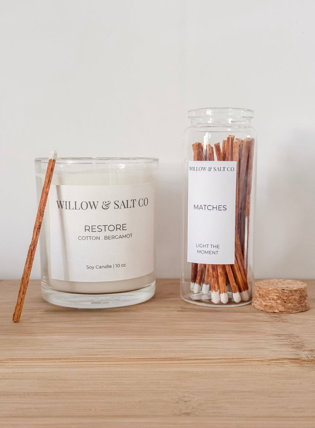 Luxury Decorative Matches | Glass Jar Matches for Candles | Willow & Salt Co