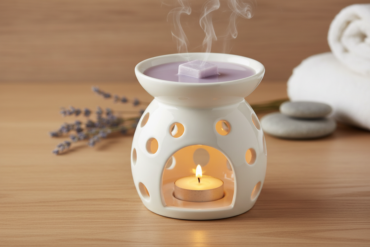 lavender wax melt in a wax warmer