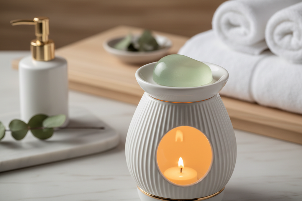 light green wax melt in a wax warmer